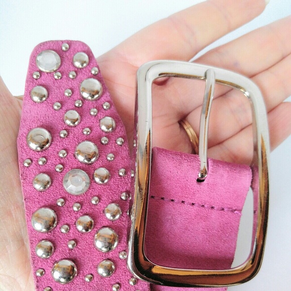 HOLY MOLY BELT!! Pink Studded-Silver & Rhinestones - Picture 3 of 5